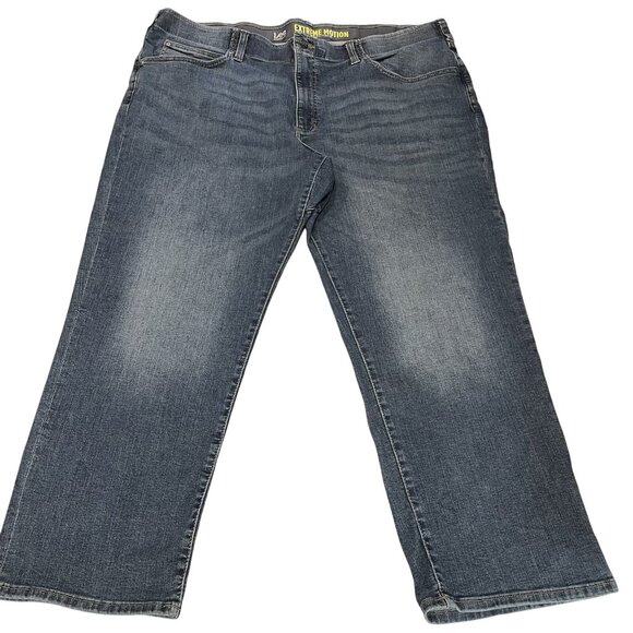 Lee Straight Relaxed Fit Jeans Mens 48x30 Extreme Motion Flex Waist Dark Wash - Picture 1 of 6